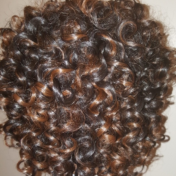 New Hand-made Human Hair Mix wig color 1b/30 - Picture 3 of 5